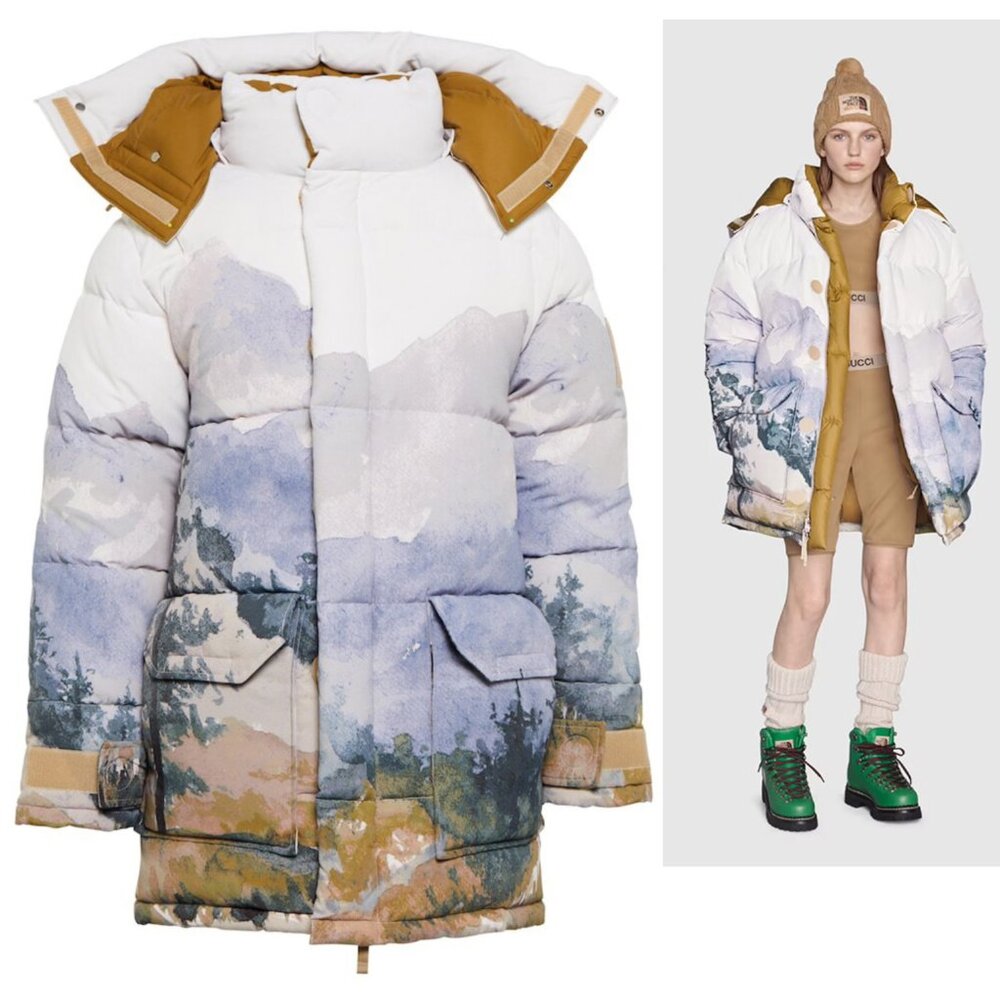GUCCI JACKET X THE NORTH FACE HOODED DOWN COAT w LOGO sz S SMALL